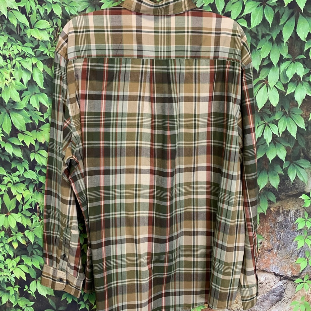 ARROW Preppy Plaid Tan, Brown, and Cream Button Down Oxford, XL/TG - Picture 6 of 7